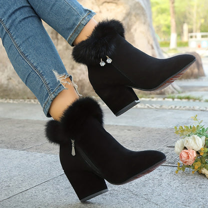 Women's Fashionable Warm Heeled Ankle Boots