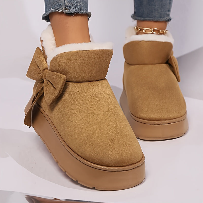 Women's Elegant Bow-Adorned Cozy Plush-Lined  Snow Boots