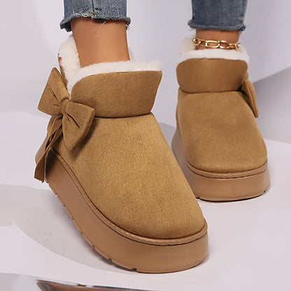 Women's Elegant Bow-Adorned Cozy Plush-Lined  Snow Boots