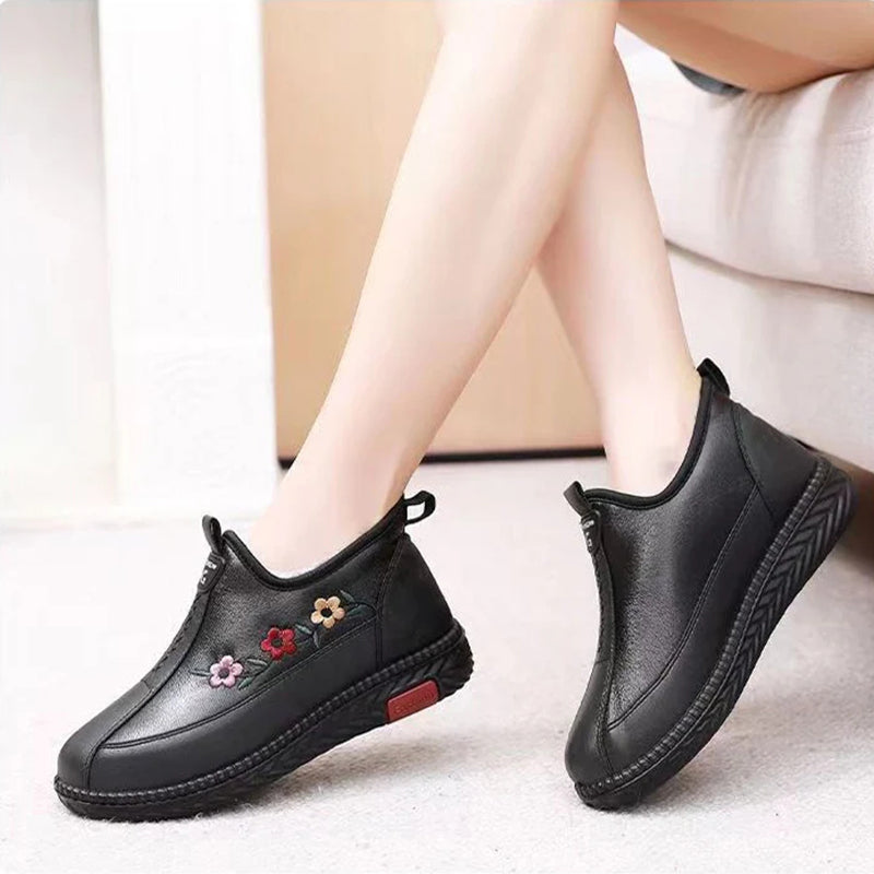 Women's Soft Leather Fleece-Lined Warm Casual Shoes