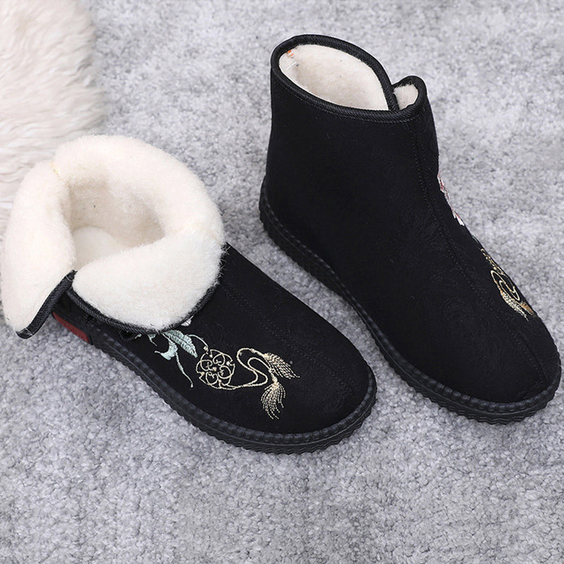 Women's Hand-Embroidered Warm Cotton Boots