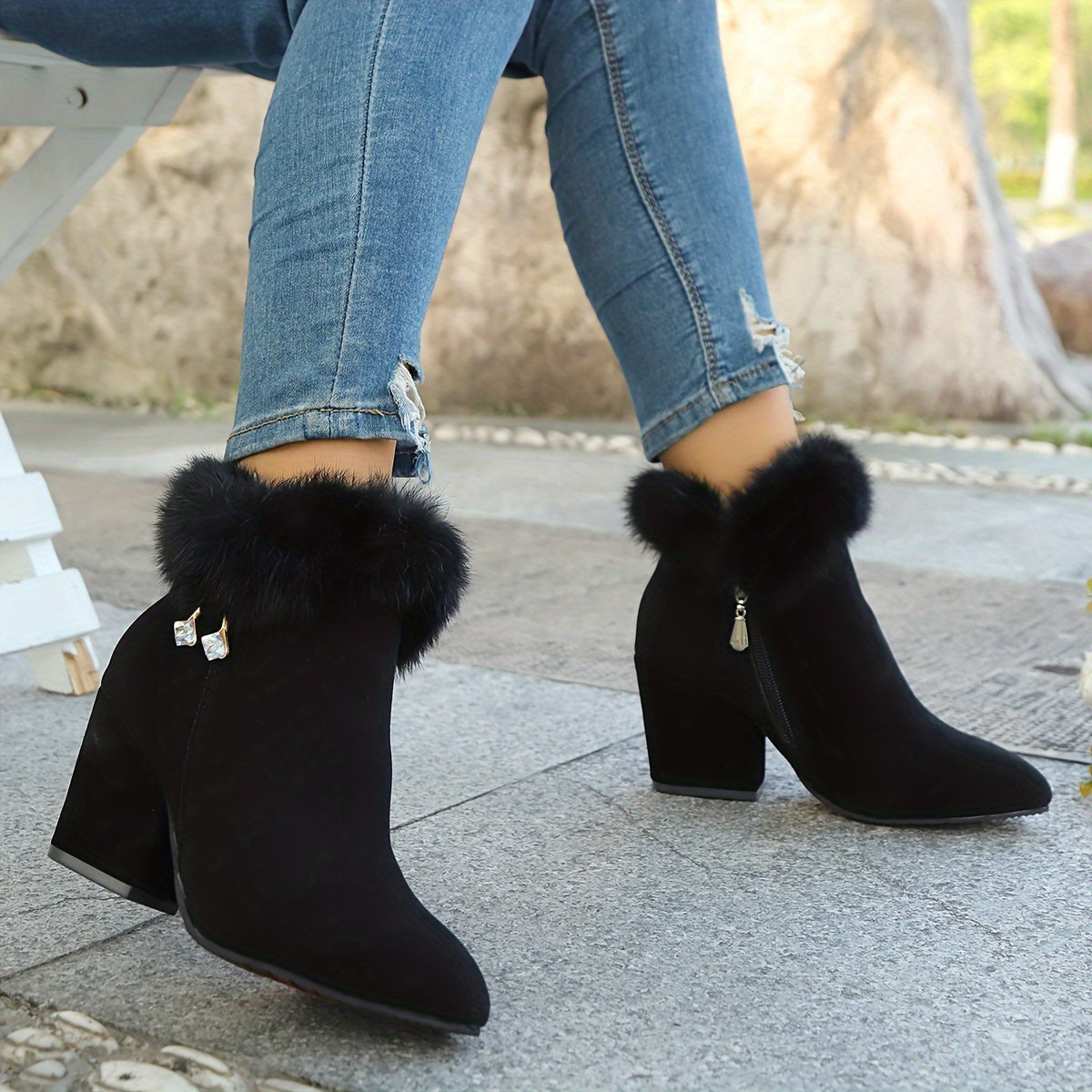 Women's Fashionable Warm Heeled Ankle Boots