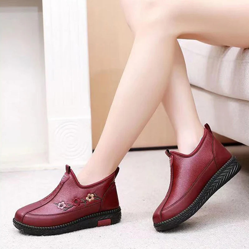 Women's Soft Leather Fleece-Lined Warm Casual Shoes
