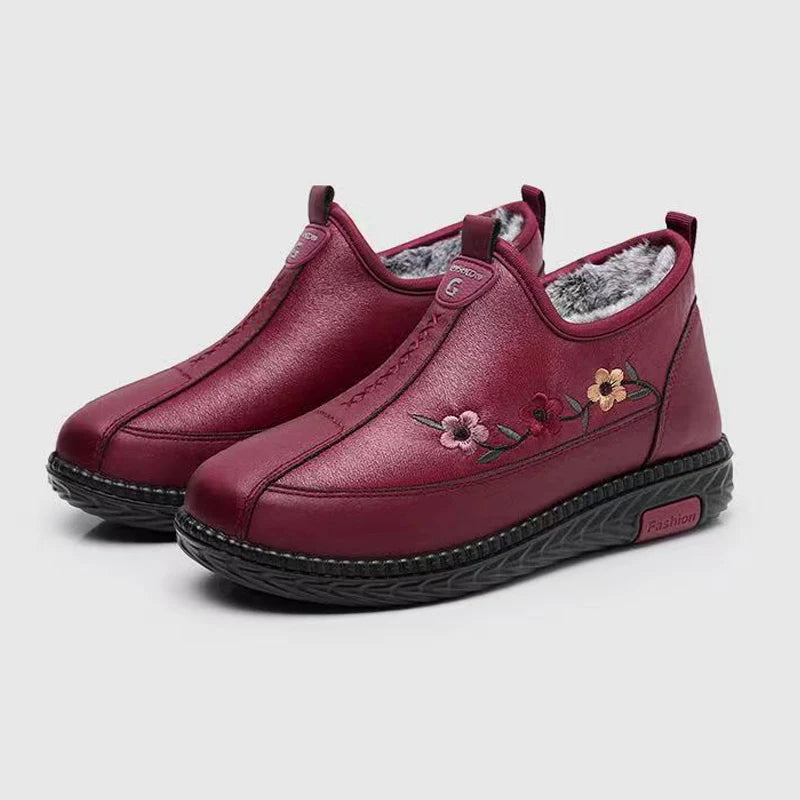 Women's Soft Leather Fleece-Lined Warm Casual Shoes