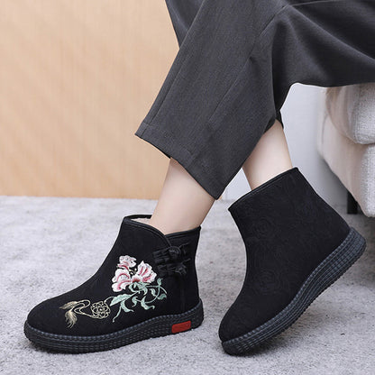 Women's Hand-Embroidered Warm Cotton Boots