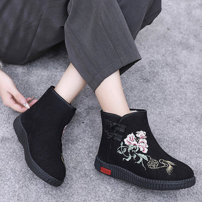 Women's Hand-Embroidered Warm Cotton Boots