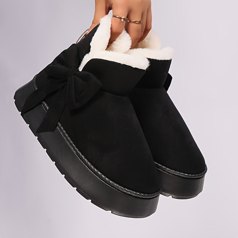 Women's Elegant Bow-Adorned Cozy Plush-Lined  Snow Boots