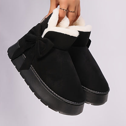 Women's Elegant Bow-Adorned Cozy Plush-Lined  Snow Boots