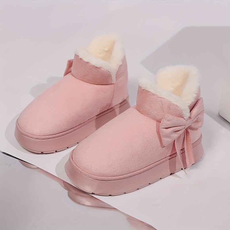 Women's Elegant Bow-Adorned Cozy Plush-Lined  Snow Boots
