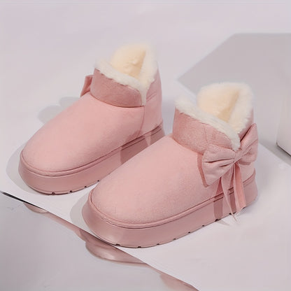 Women's Elegant Bow-Adorned Cozy Plush-Lined  Snow Boots