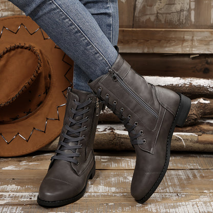 Women's Elegant Zipper Mid-Calf Leather Boots