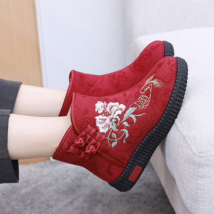 Women's Hand-Embroidered Warm Cotton Boots