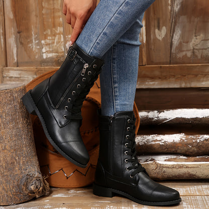 Women's Elegant Zipper Mid-Calf Leather Boots