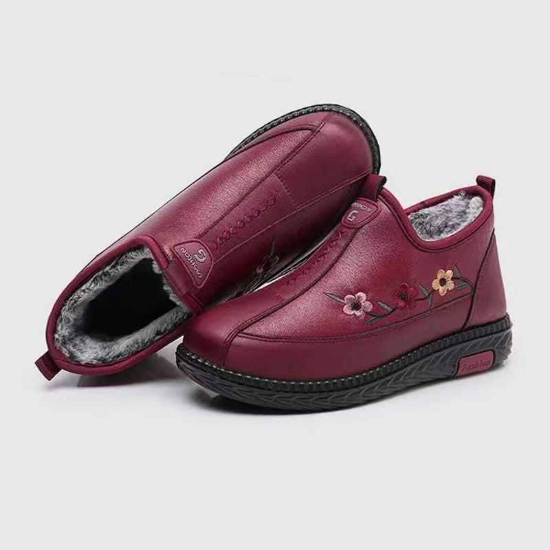 Women's Soft Leather Fleece-Lined Warm Casual Shoes