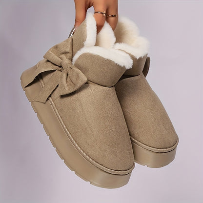 Women's Elegant Bow-Adorned Cozy Plush-Lined  Snow Boots