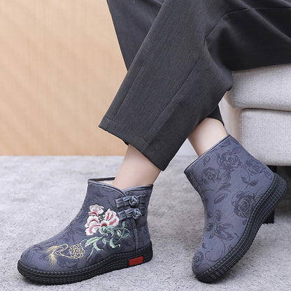 Women's Hand-Embroidered Warm Cotton Boots