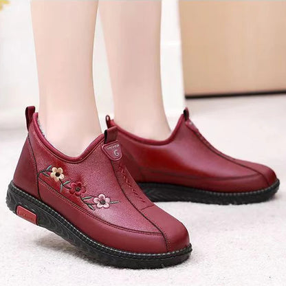 Women's Soft Leather Fleece-Lined Warm Casual Shoes