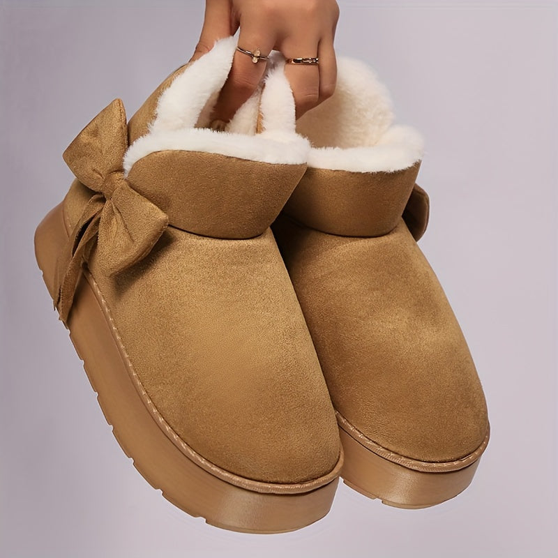 Women's Elegant Bow-Adorned Cozy Plush-Lined  Snow Boots