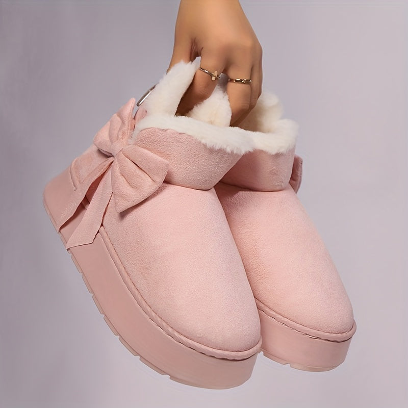 Women's Elegant Bow-Adorned Cozy Plush-Lined  Snow Boots
