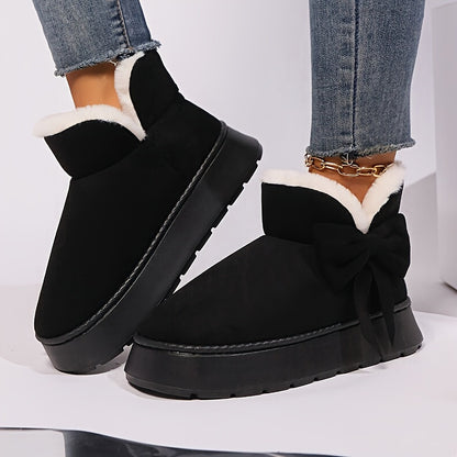 Women's Elegant Bow-Adorned Cozy Plush-Lined  Snow Boots