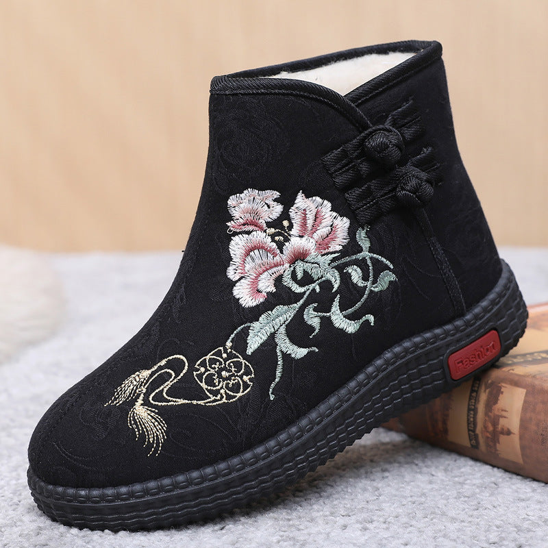 Women's Hand-Embroidered Warm Cotton Boots