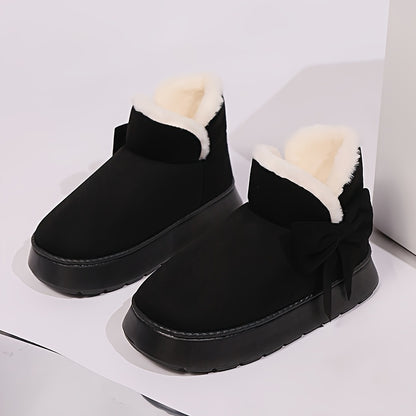 Women's Elegant Bow-Adorned Cozy Plush-Lined  Snow Boots
