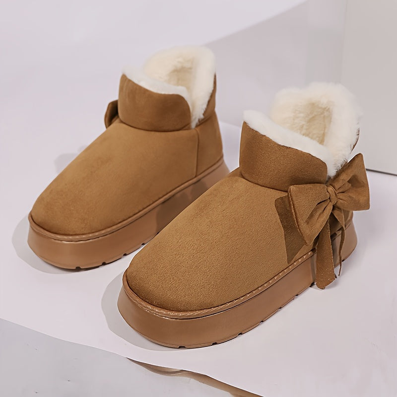 Women's Elegant Bow-Adorned Cozy Plush-Lined  Snow Boots