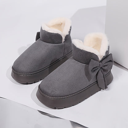 Women's Elegant Bow-Adorned Cozy Plush-Lined  Snow Boots
