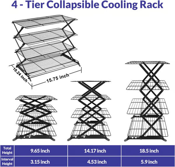 Tier Collapsible Cooling Rack â€“ Expand to Bake, Collapse to Save Space!