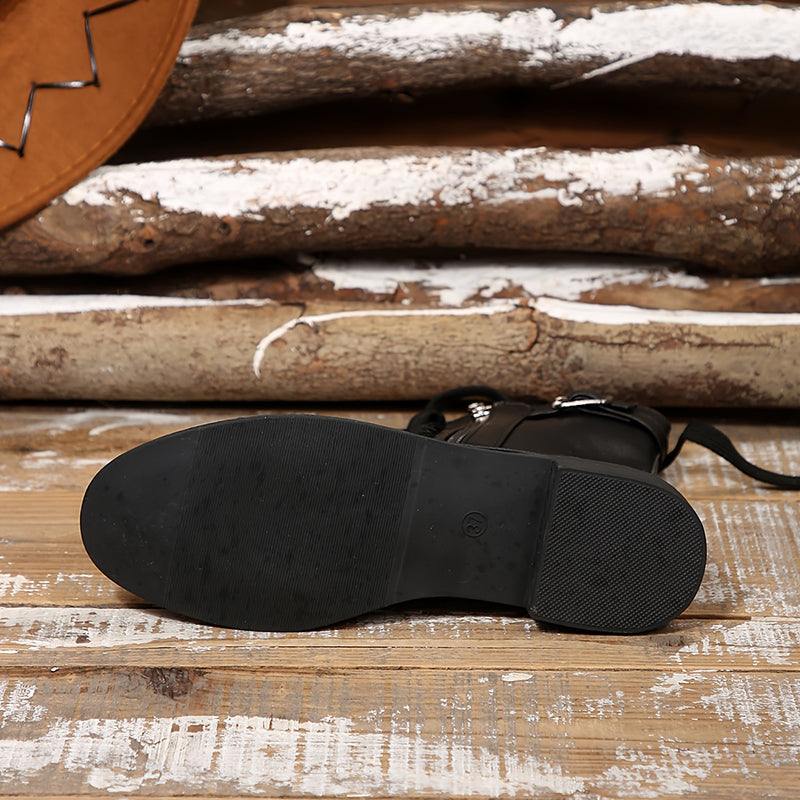 Women's Elegant Zipper Mid-Calf Leather Boots