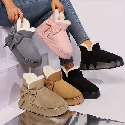 Women's Elegant Bow-Adorned Cozy Plush-Lined  Snow Boots