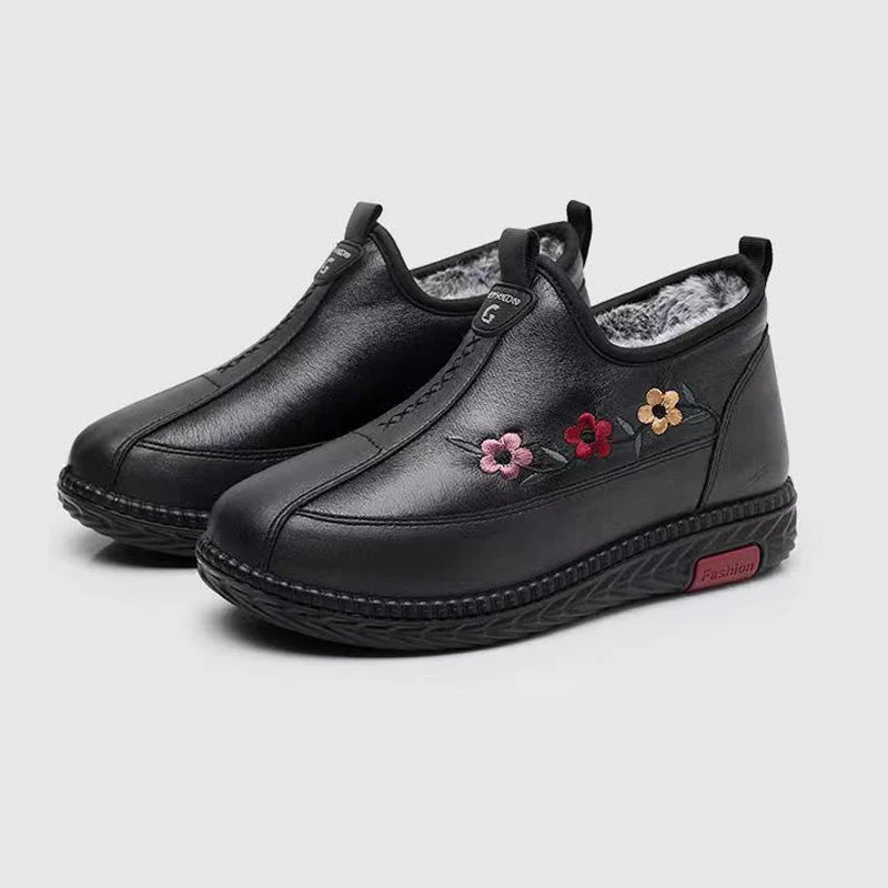 Women's Soft Leather Fleece-Lined Warm Casual Shoes