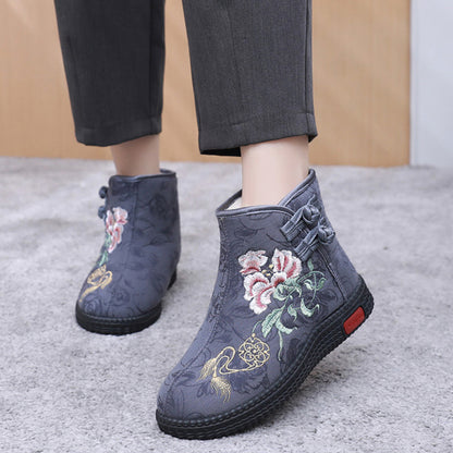 Women's Hand-Embroidered Warm Cotton Boots