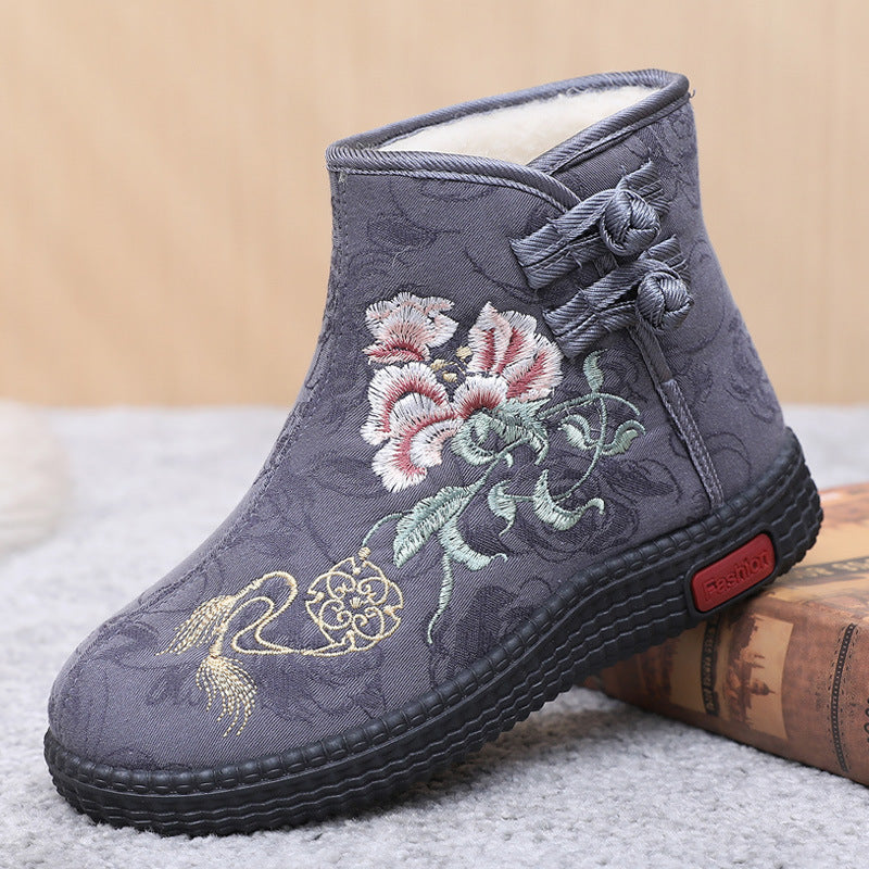 Women's Hand-Embroidered Warm Cotton Boots