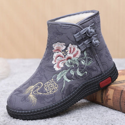 Women's Hand-Embroidered Warm Cotton Boots