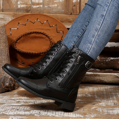 Women's Elegant Zipper Mid-Calf Leather Boots