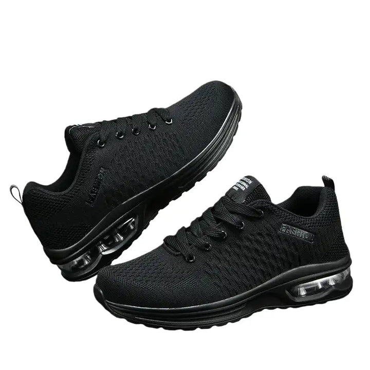 men’s All - Black Air - Cushion Walking Sneakers - Flyon