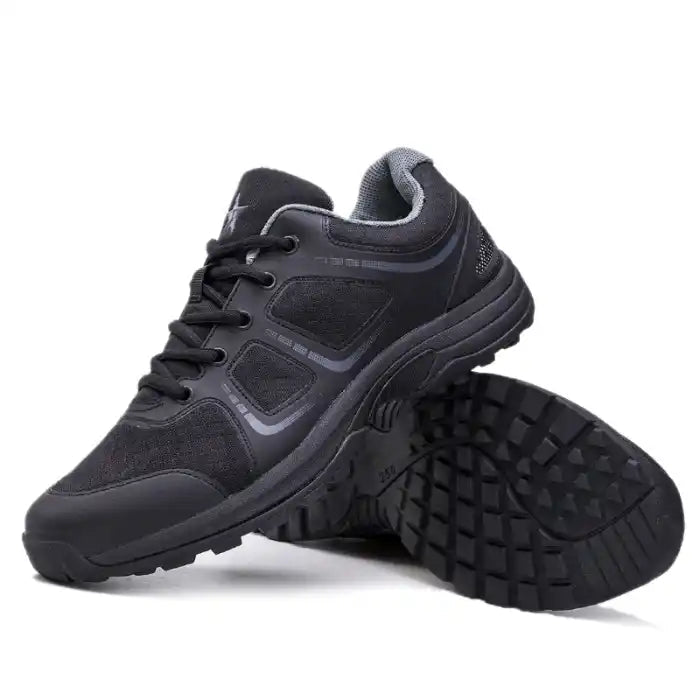 Men’s All - Black Work & Walking Sneakers | Breathable Mesh + Grippy Sole - Flyon