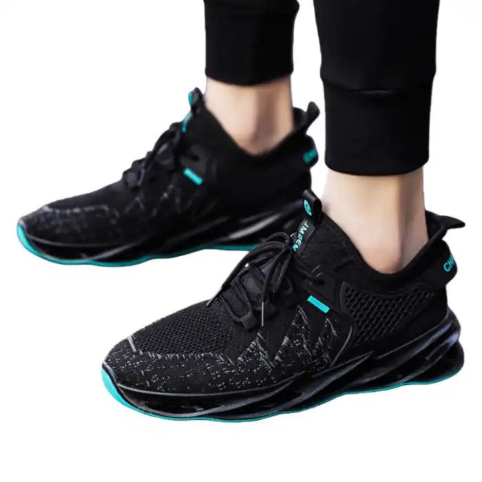 Men’s All - Day Comfort Sneakers | Black/Teal - Flyon