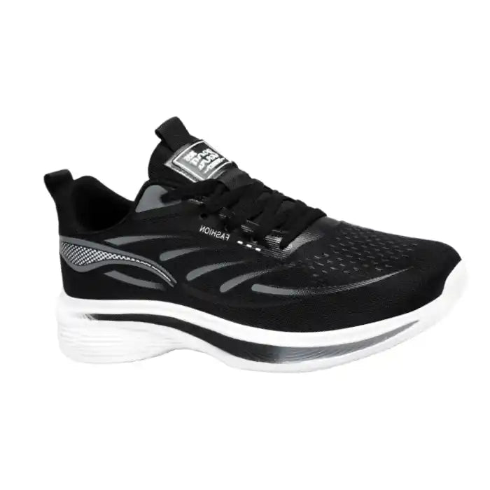 Men’s All - Day Comfort Sneakers | Soft Cushioning + Grippy Outsole | Black/White - Flyon