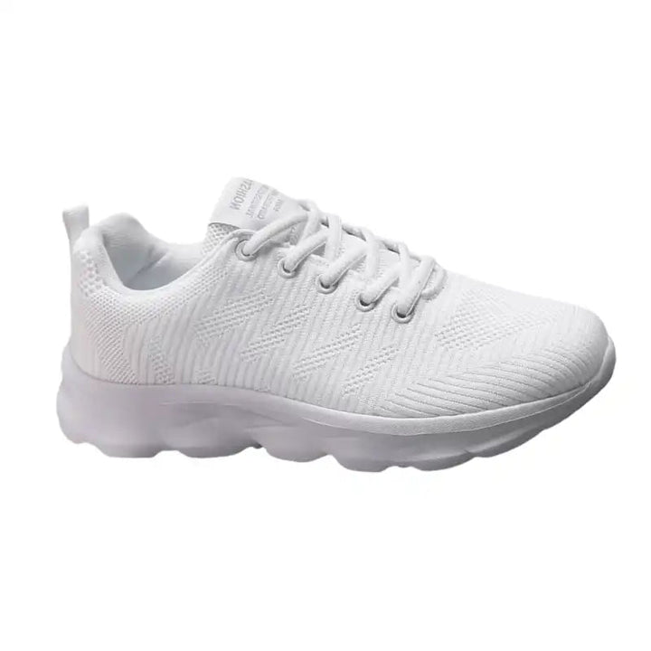 Men’s All - White Breathable Walking Sneakers - Flyon