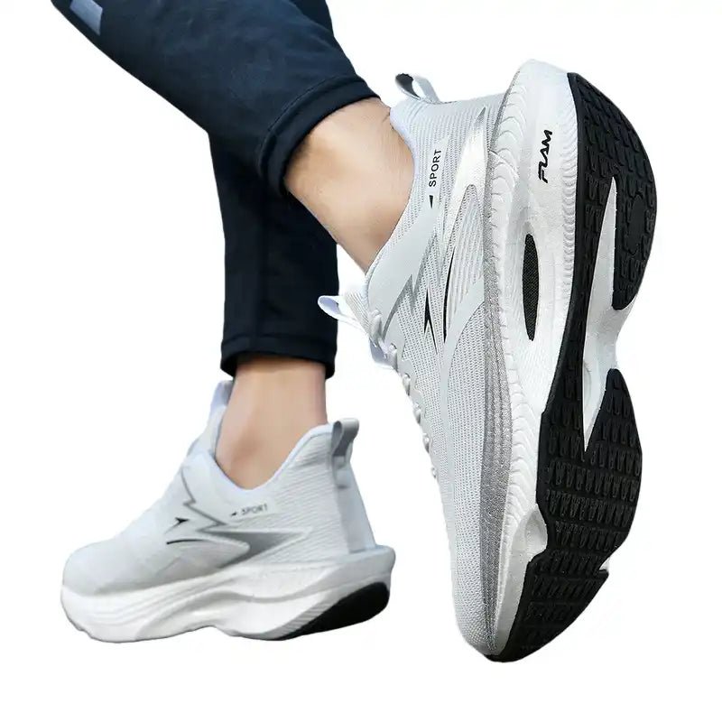 Men’s All - White Walking Sneakers | Lightweight + Soft Cushioning - Flyon