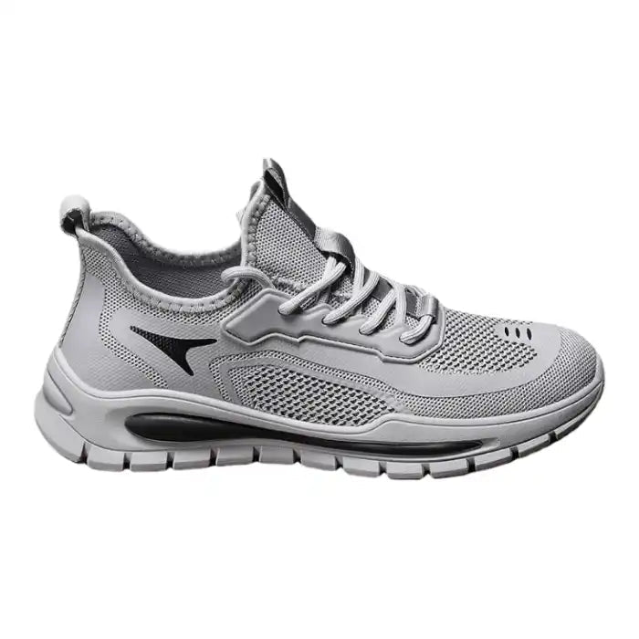 Men’s Breathable Mesh Walking Sneakers | Cushioned Sole | Grey - Flyon