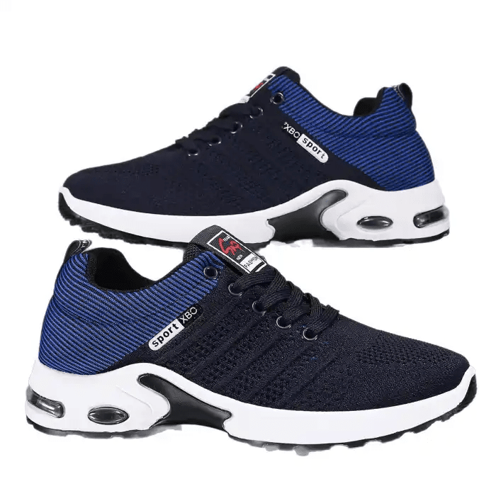 Men’s Everyday Comfort Sneakers | Breathable Knit Upper | Navy/Blue - Flyon