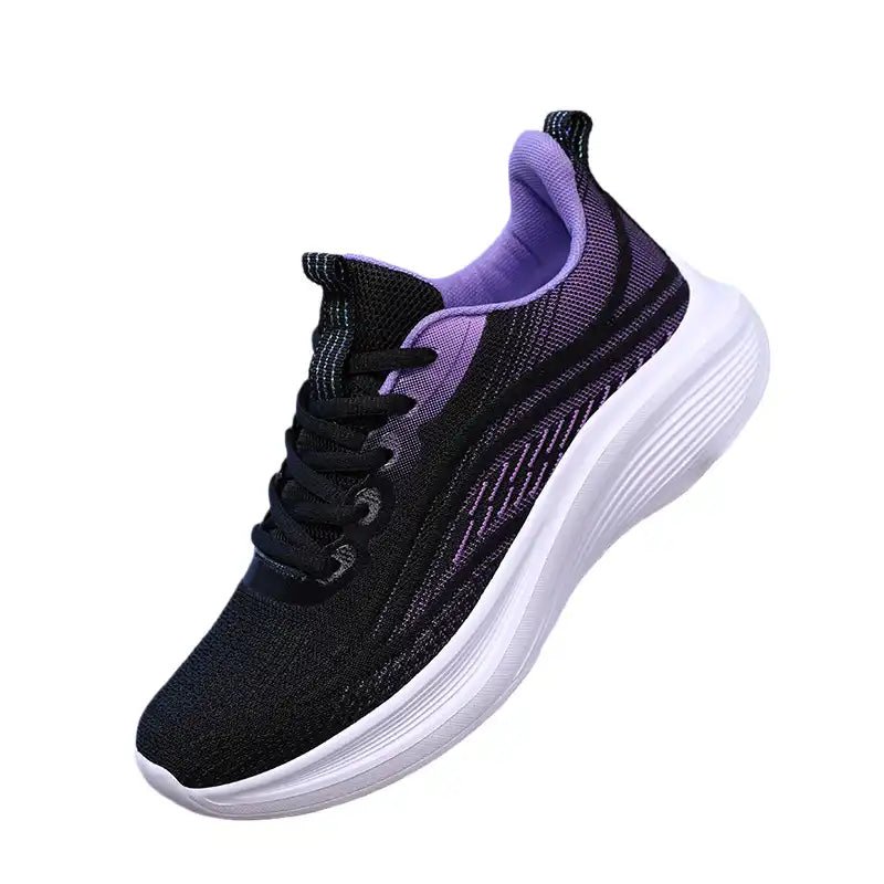 Men’s Lightweight Cushioned Running Sneakers – Black/Purple - Flyon