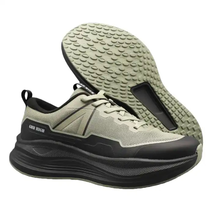 Men’s Trail - Inspired Walking Sneakers | Rugged Traction Sole | Khaki/Black - Flyon