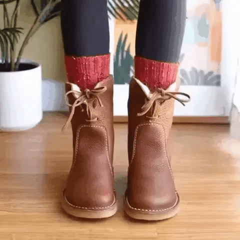 Waterproof Wool Lined Leather Orthopaedic Snow Boots - Flyon