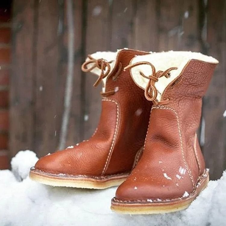 Waterproof Wool Lined Leather Orthopaedic Snow Boots - Flyon