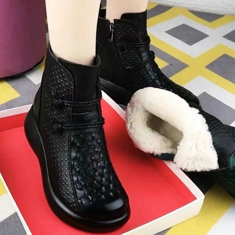 Women's Comfortable Warm Handcrafted Genuine Leather Ankle Boots - Flyon