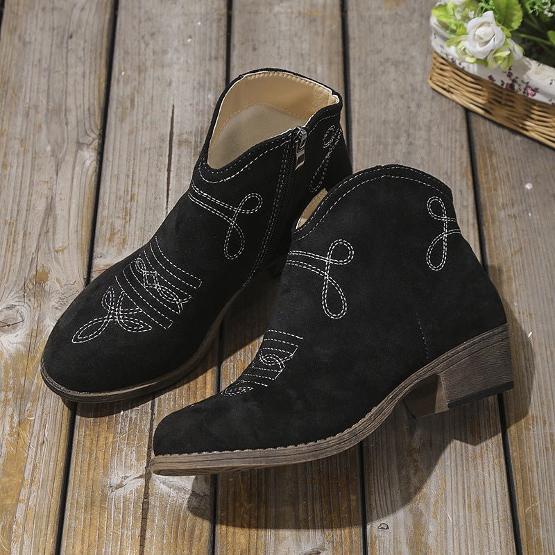 Women's Fashion Chunky Heeled Ankle Boots - Flyon